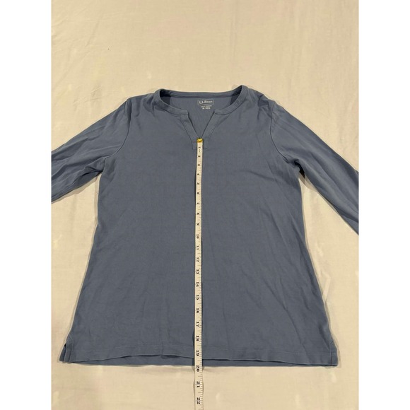 LL Bean Blue Slub Knit V Neck 3/4 Sleeve Tunic Top Women's M Reg - Picture 5 of 9